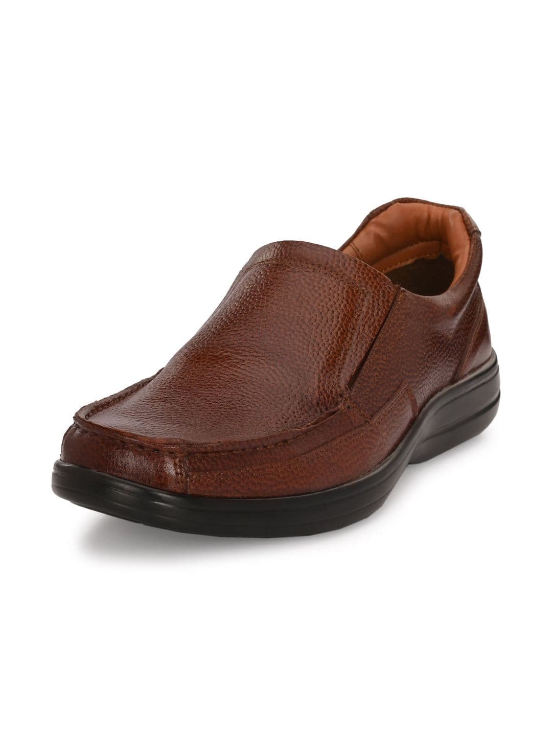 House of Pataudi Men Textured Leather Square Toe Slip-On Slip-On Shoes Formal Shoes - view 1