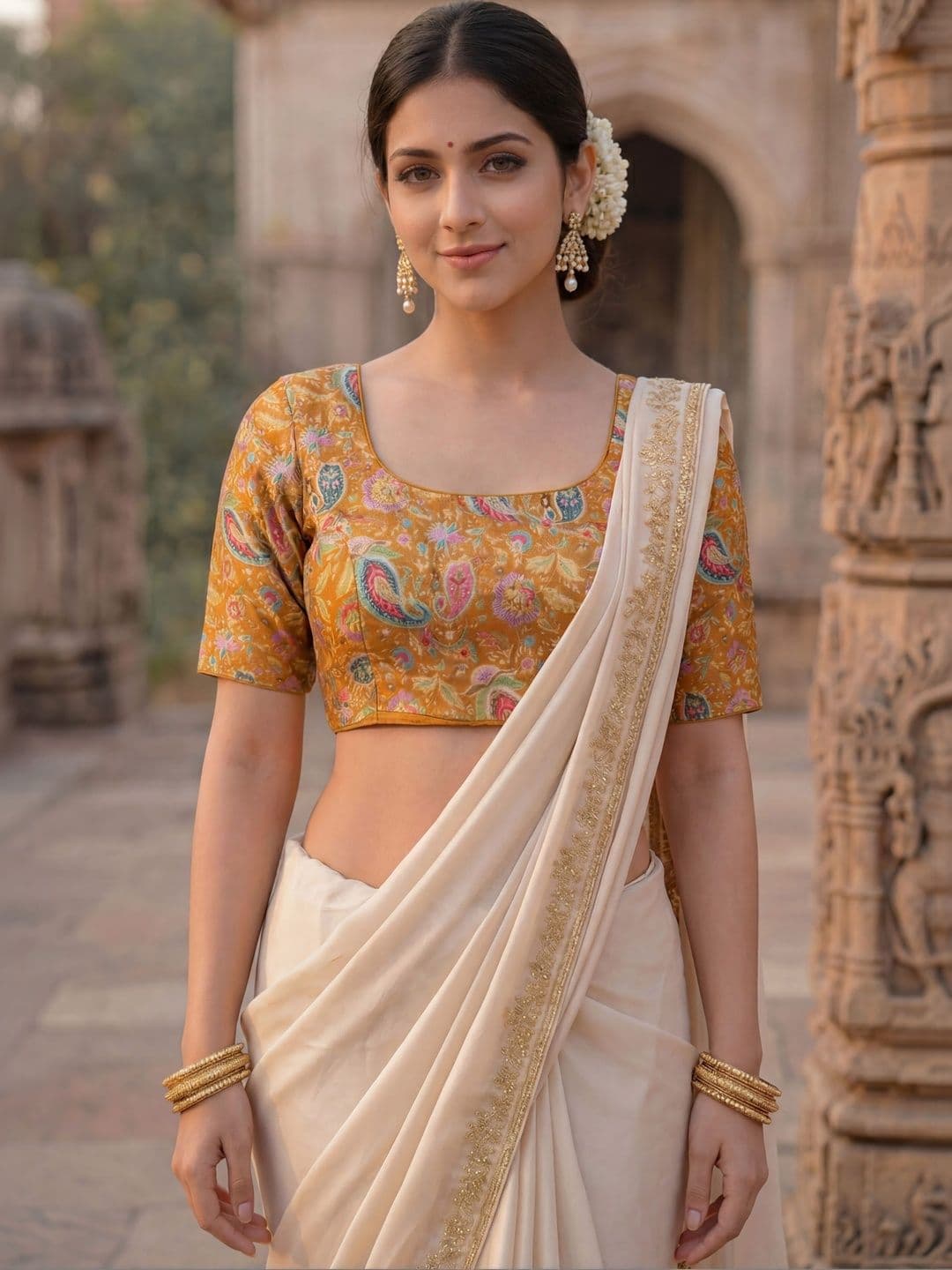 kasee Silk Embroidered Thread Work Saree Blouse - view 1