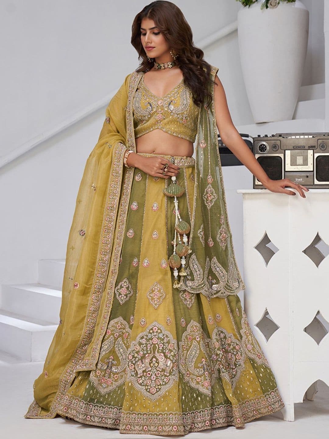 KESAR FAB Embellished Sequinned Semi-Stitched Lehenga & Blouse With Dupatta - view 1