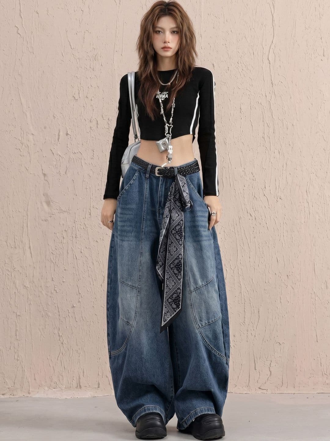 StyleCast x Revolte Women Wide Leg Mid-Rise Highly Distressed Heavy Fade Jeans - view 1