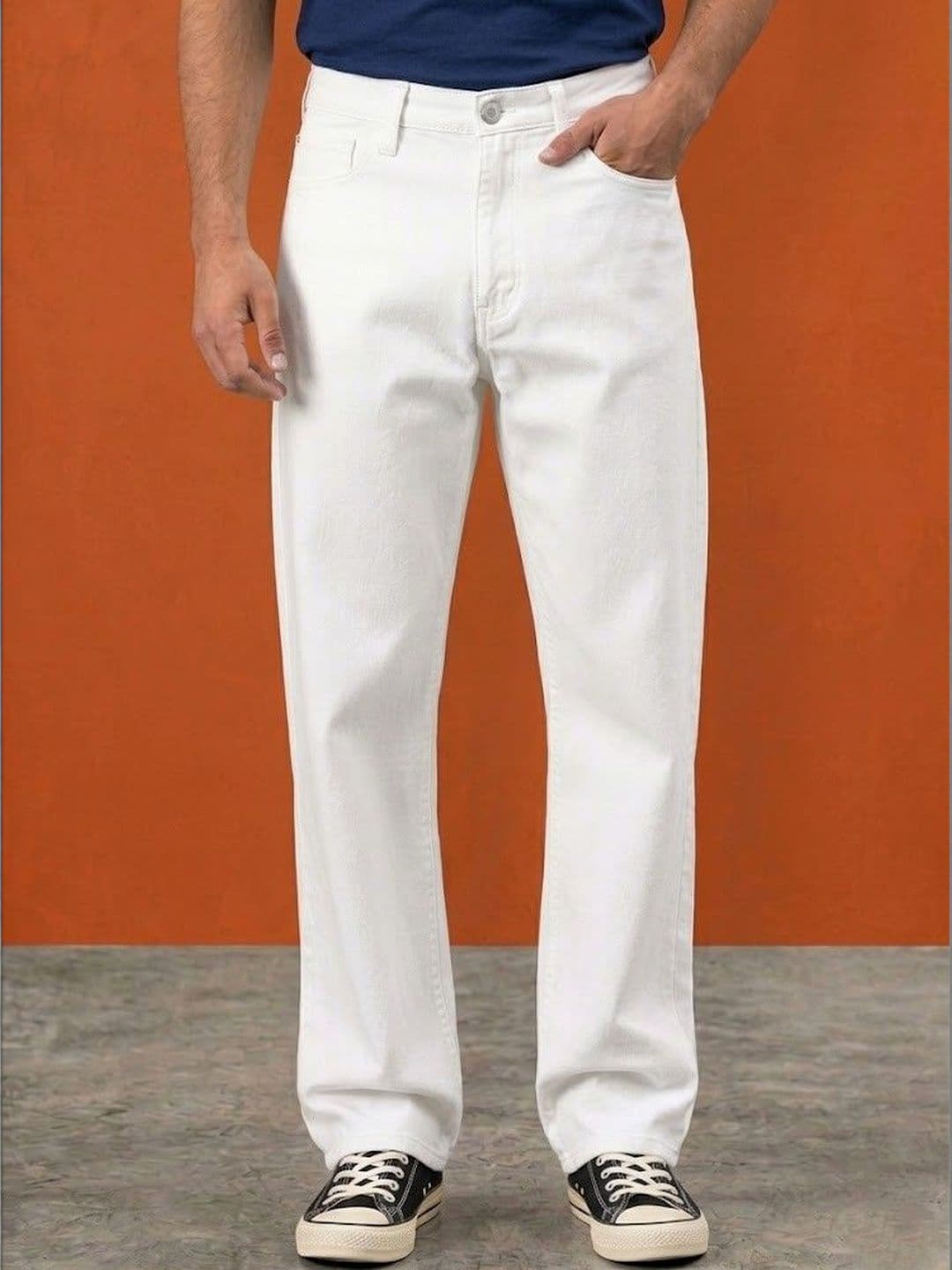 NIFFER FASHION Men Denim Wide Leg Mid-Rise Applique Jeans - view 1
