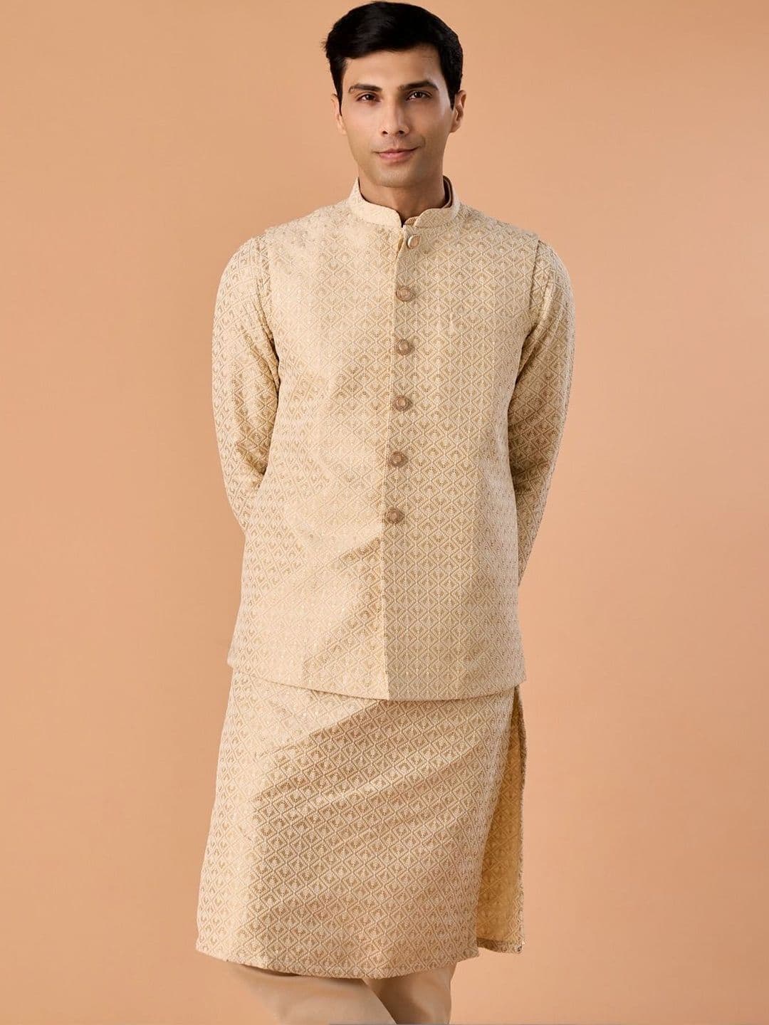 Manyavar Embroidered Mandarin Collar Nehru Jackets - view 1