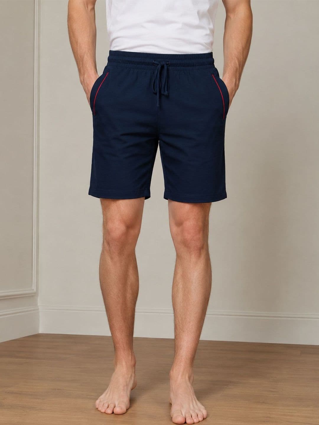 The Roadster Lifestyle Co Cotton Mid-Rise Lounge Shorts With Side Pocket - view 1