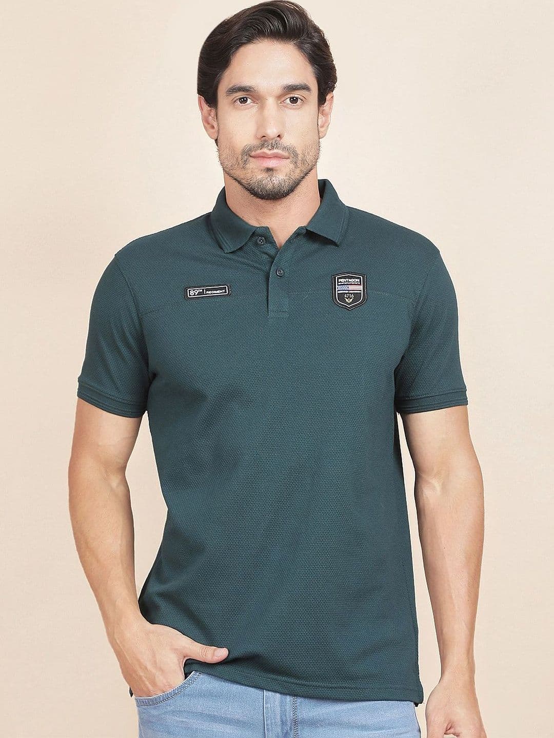 Cantabil Men Polo Collar Applique T-shirt - view 1