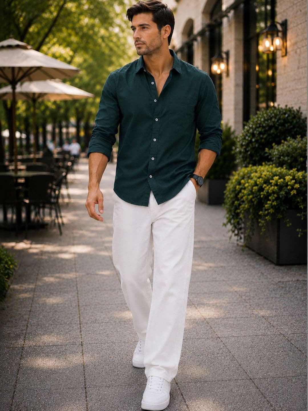The Roadster Lifestyle Co Cotton Linen Spread Collar Shirt - view 1