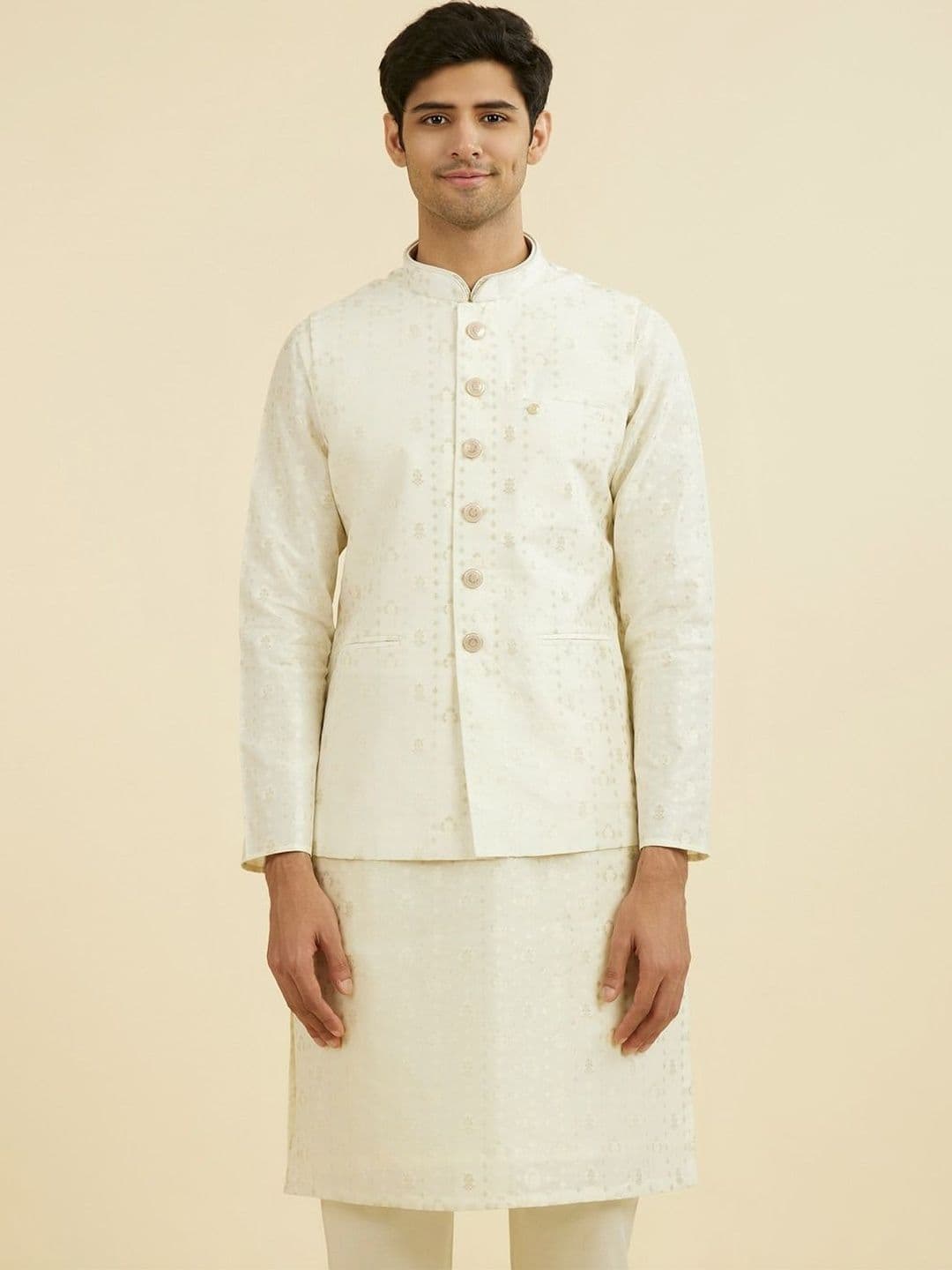 Manyavar Embroidered Mandarin Collar Nehru Jackets - view 1