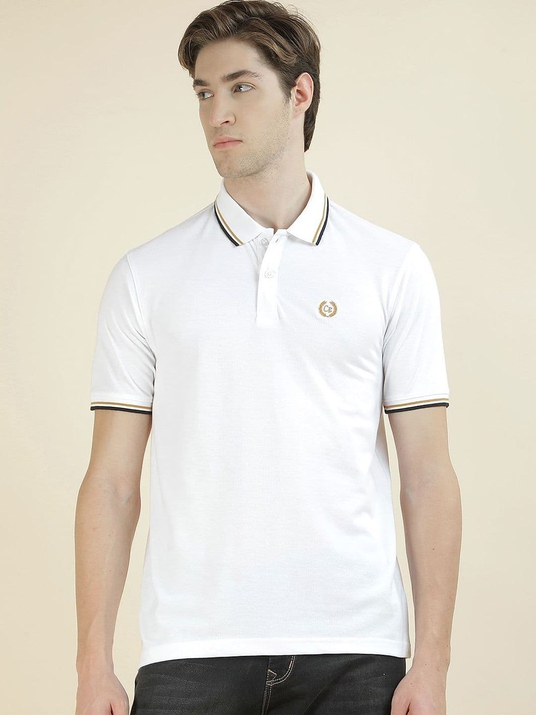 Cantabil Men Brand Logo Polo Collar T-shirt - view 1