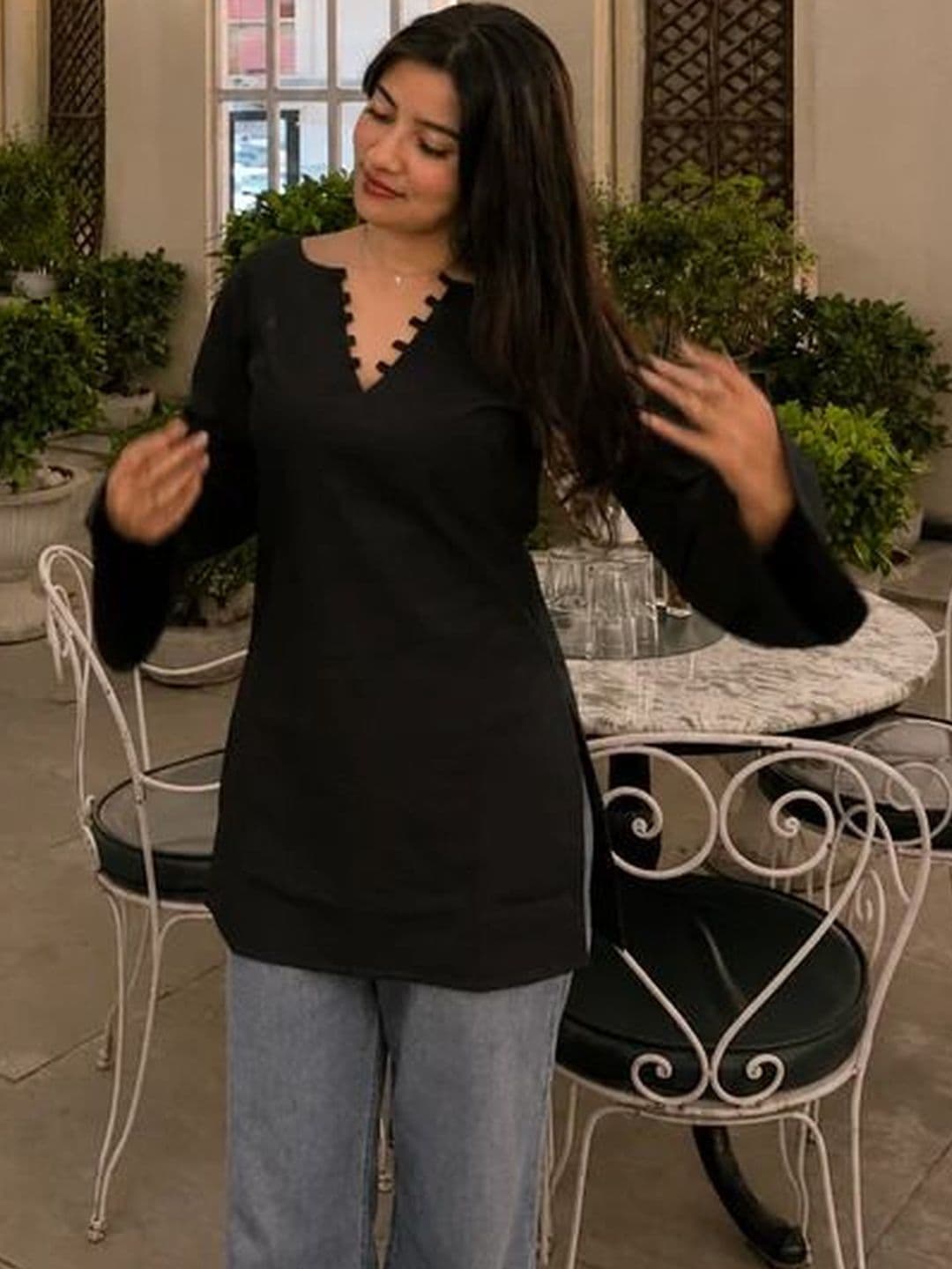 AAFAMI Women Bell Sleeves Pure Cotton Kurta - view 1