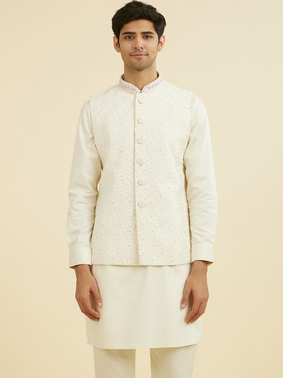 Manyavar Embroidered Mandarin Collar Nehru Jackets - view 1