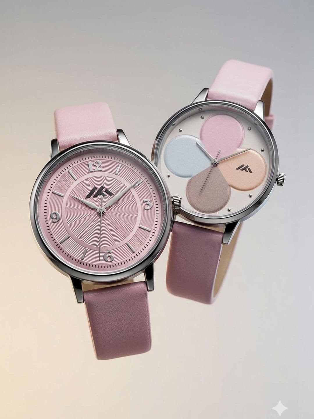 VIRAKTI Women Set Of 2 Brass Patterned Dial & Leather Straps Analogue Watch - view 1