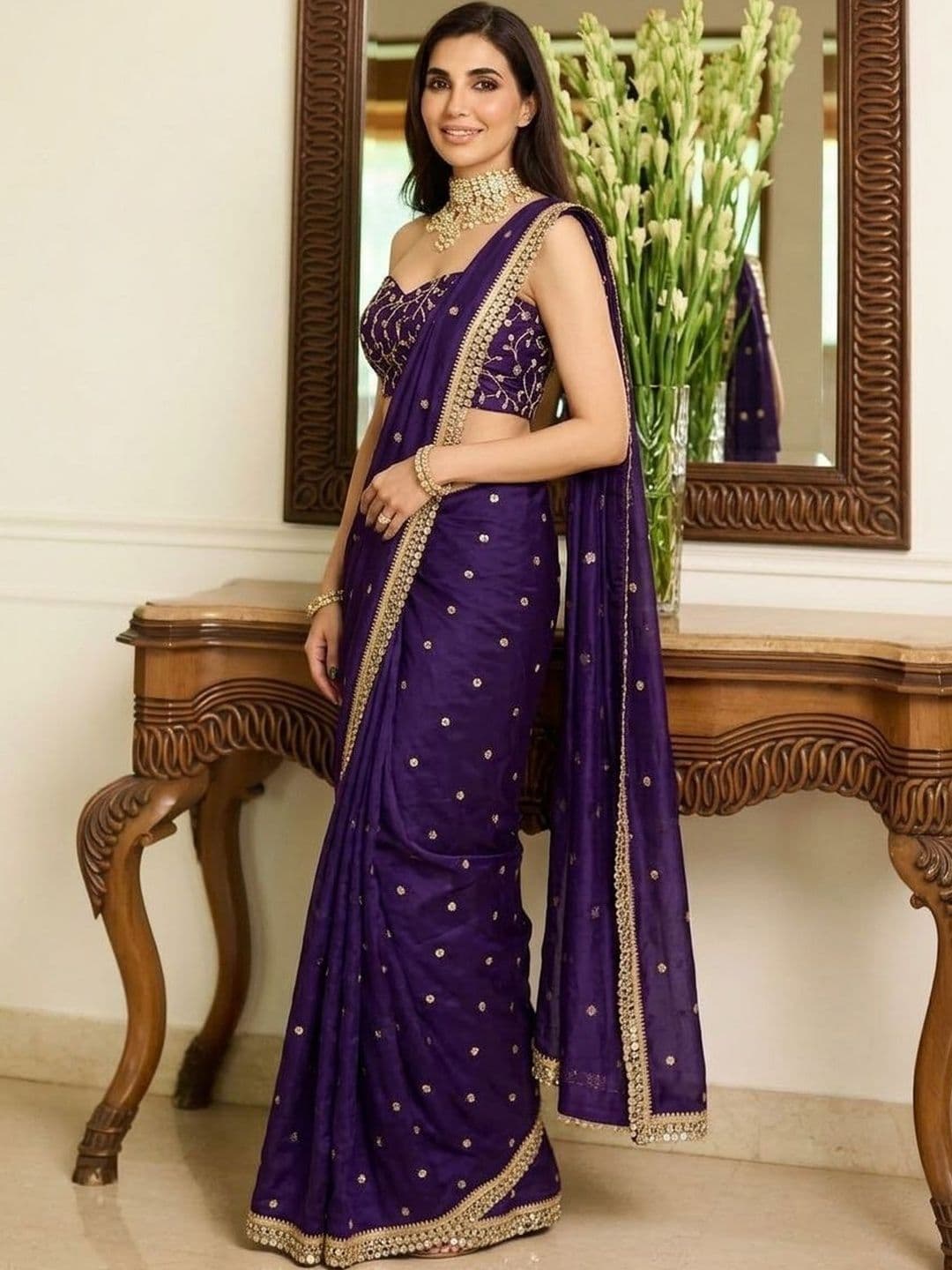 Sangria Embellished Sarees Blouse Piece - view 1
