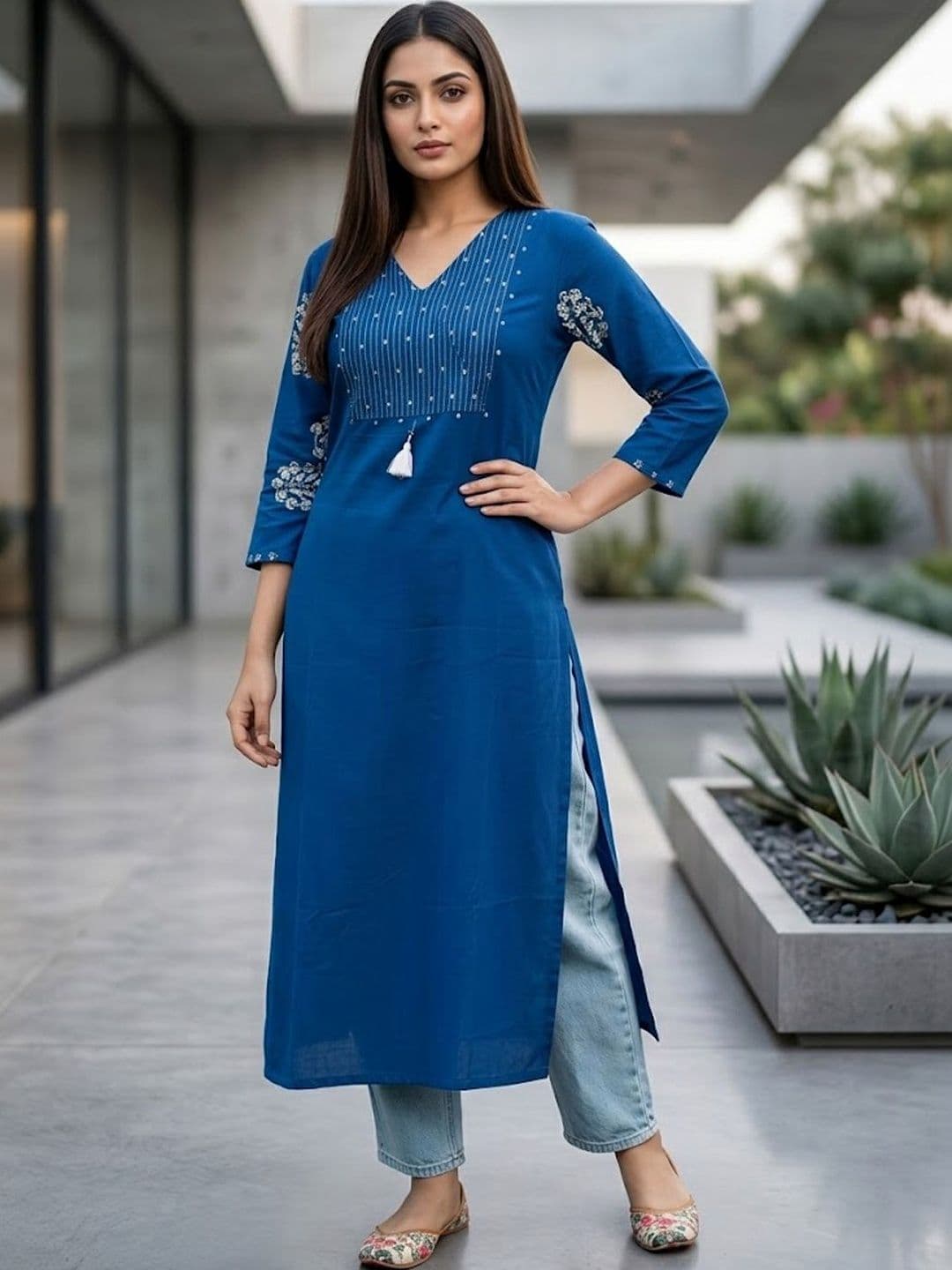 SZN Women Ethnic Motifs Embroidered Thread Work Indie Prints Kurta - view 1