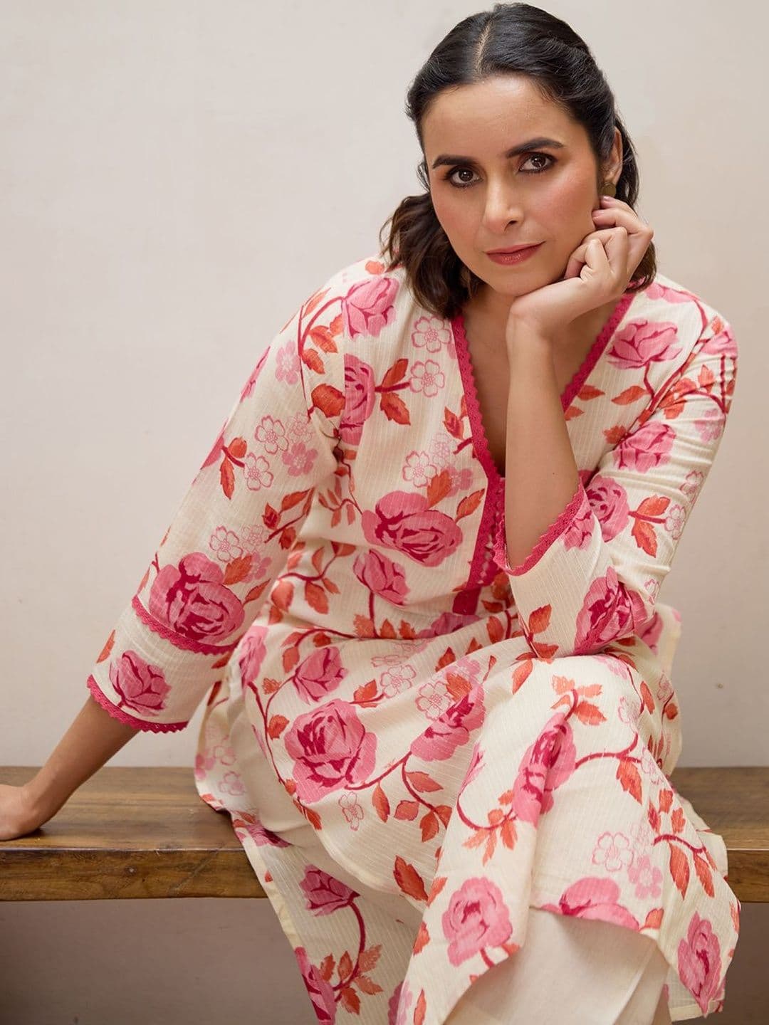 anayna Women Floral Printed Kurta - view 1