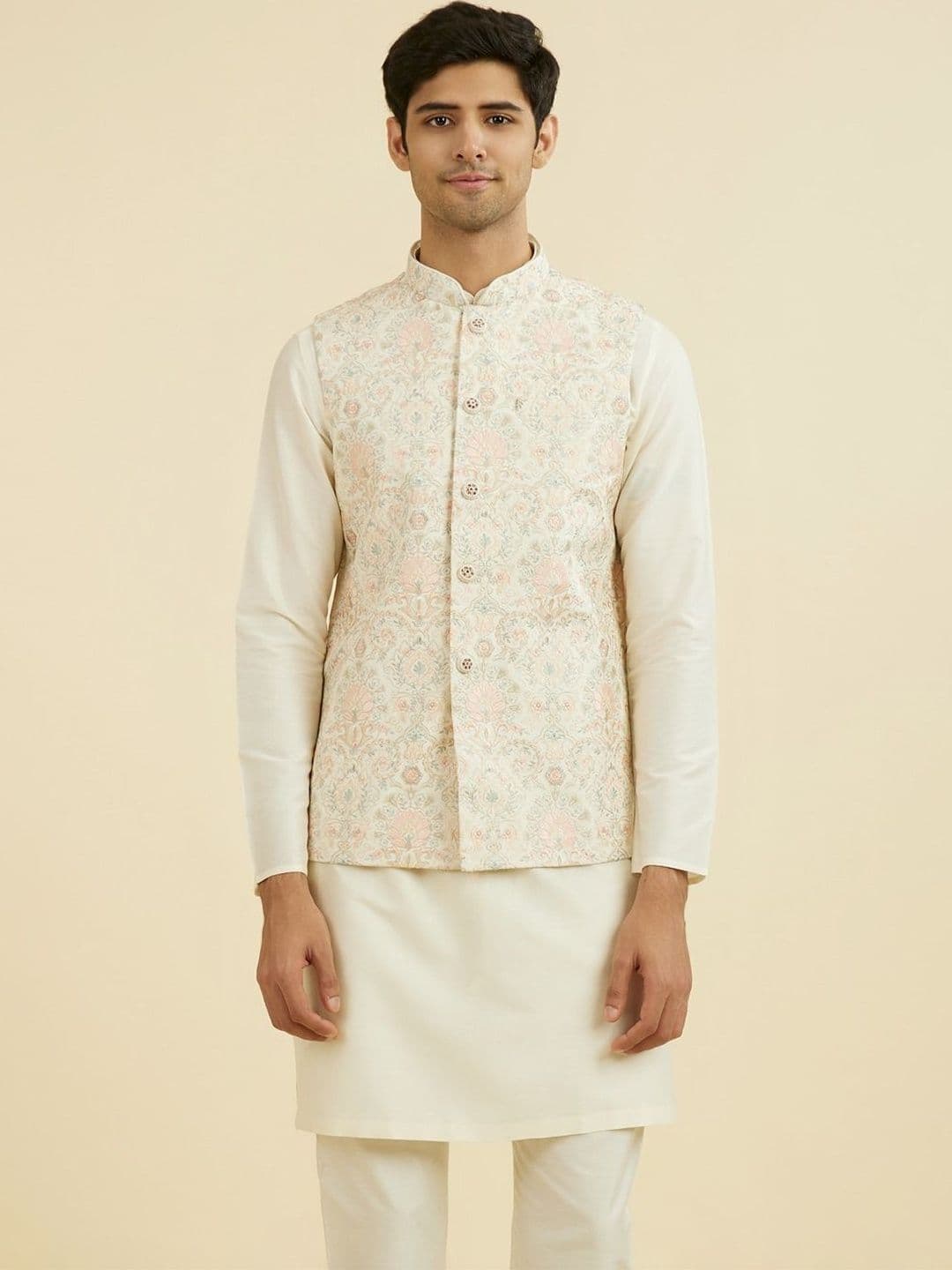 Manyavar Embroidered Mandarin Collar Nehru Jackets - view 1