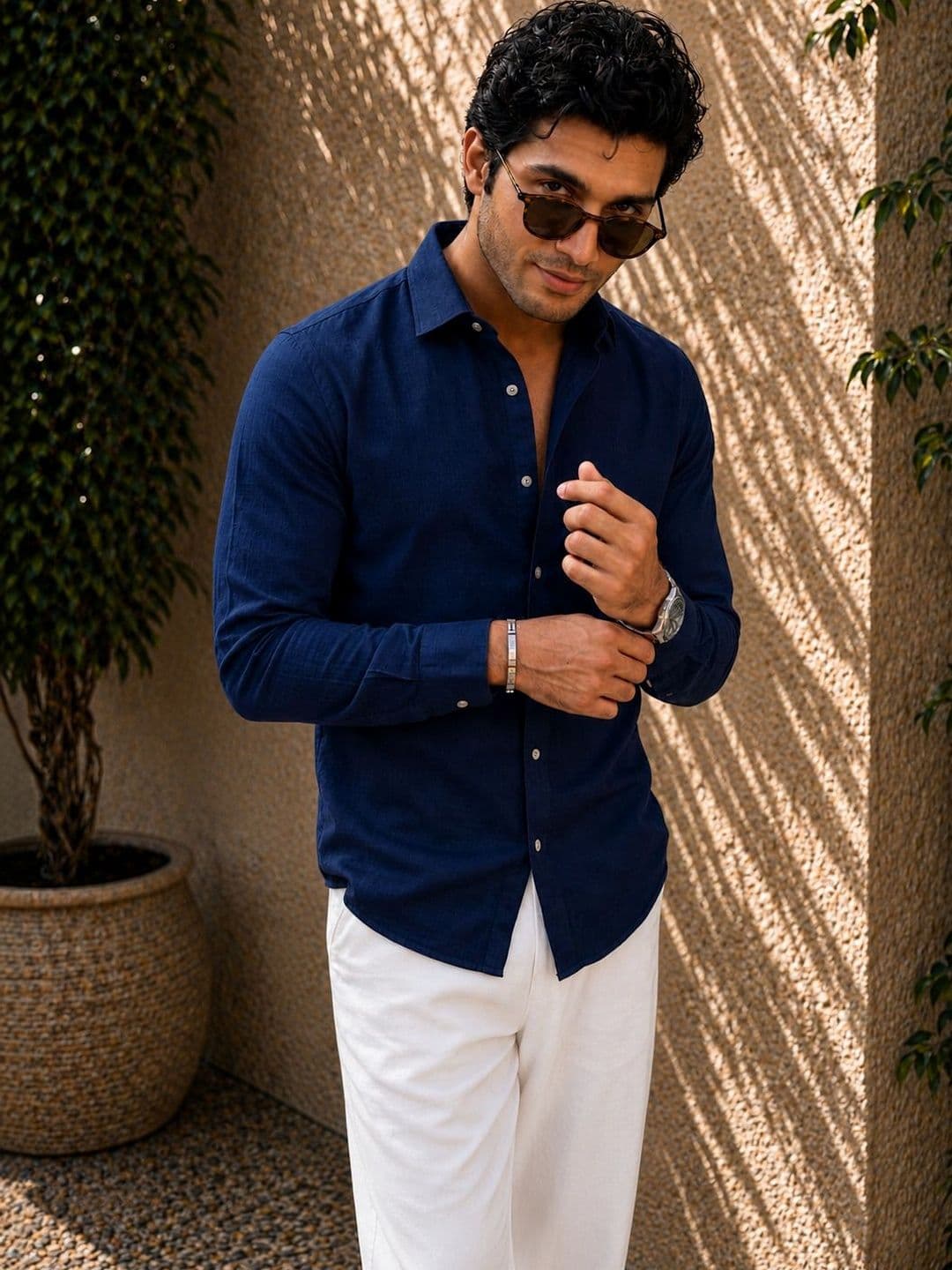 The Roadster Lifestyle Co Cotton Linen Spread Collar Shirt - view 1