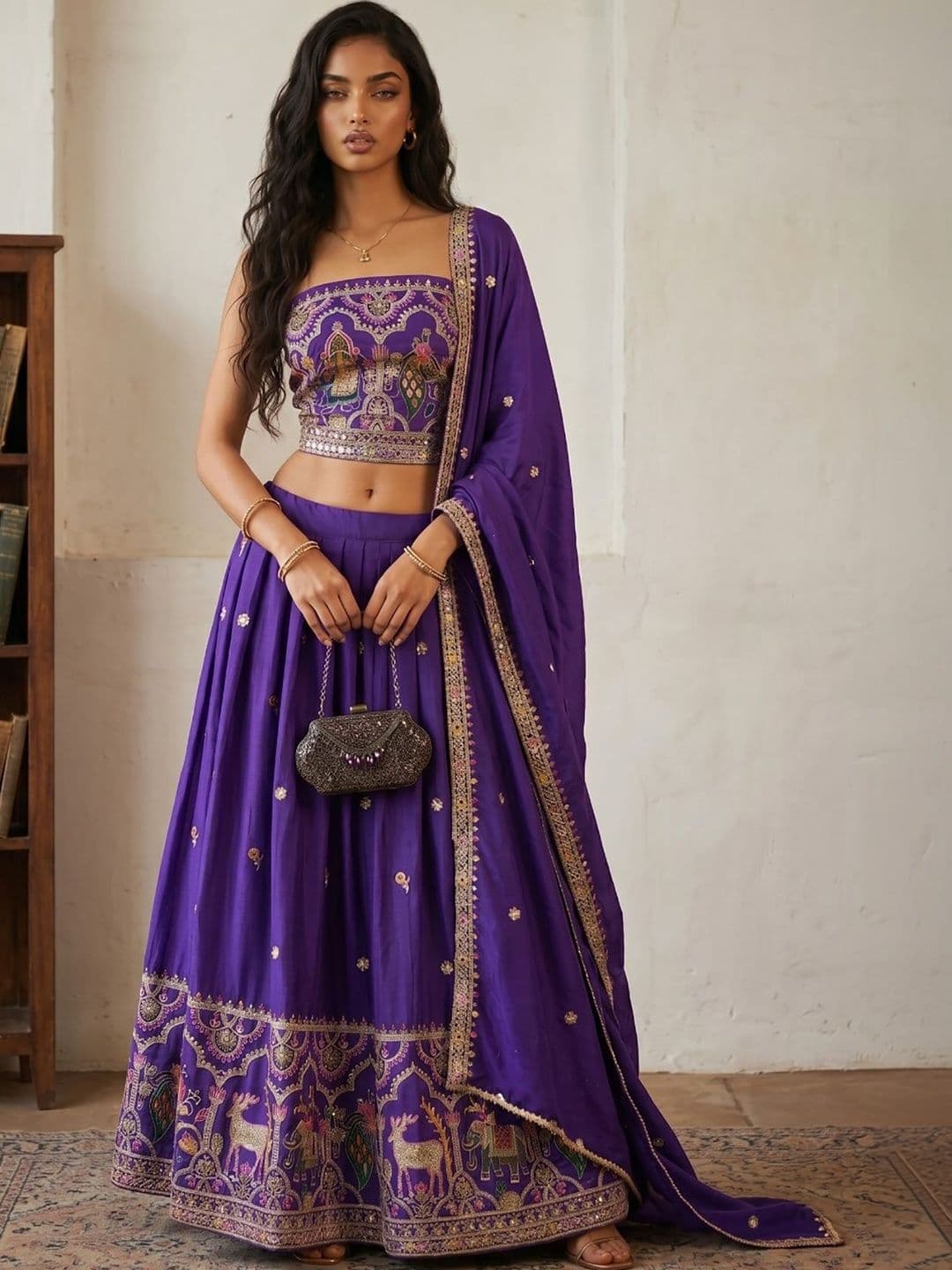 DRIP CHOWK Embellished Semi Stitched Lehenga & Blouse With Dupatta - view 1