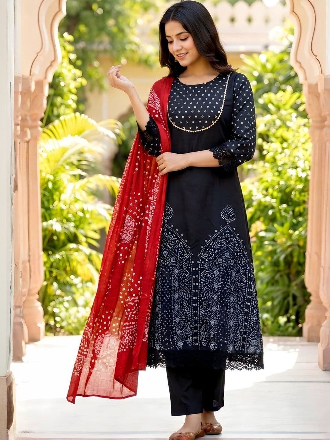 MYRIE Women Ethnic Motifs Printed Regular Kurta with Trousers & With Dupatta - view 1
