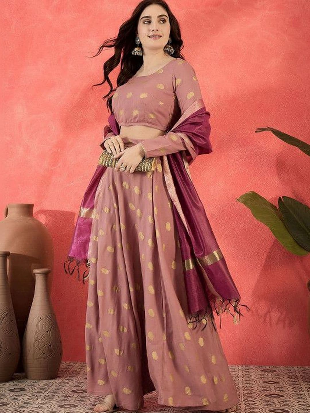 AKS Embellished Ready to Wear Lehenga & Blouse With Dupatta - view 1