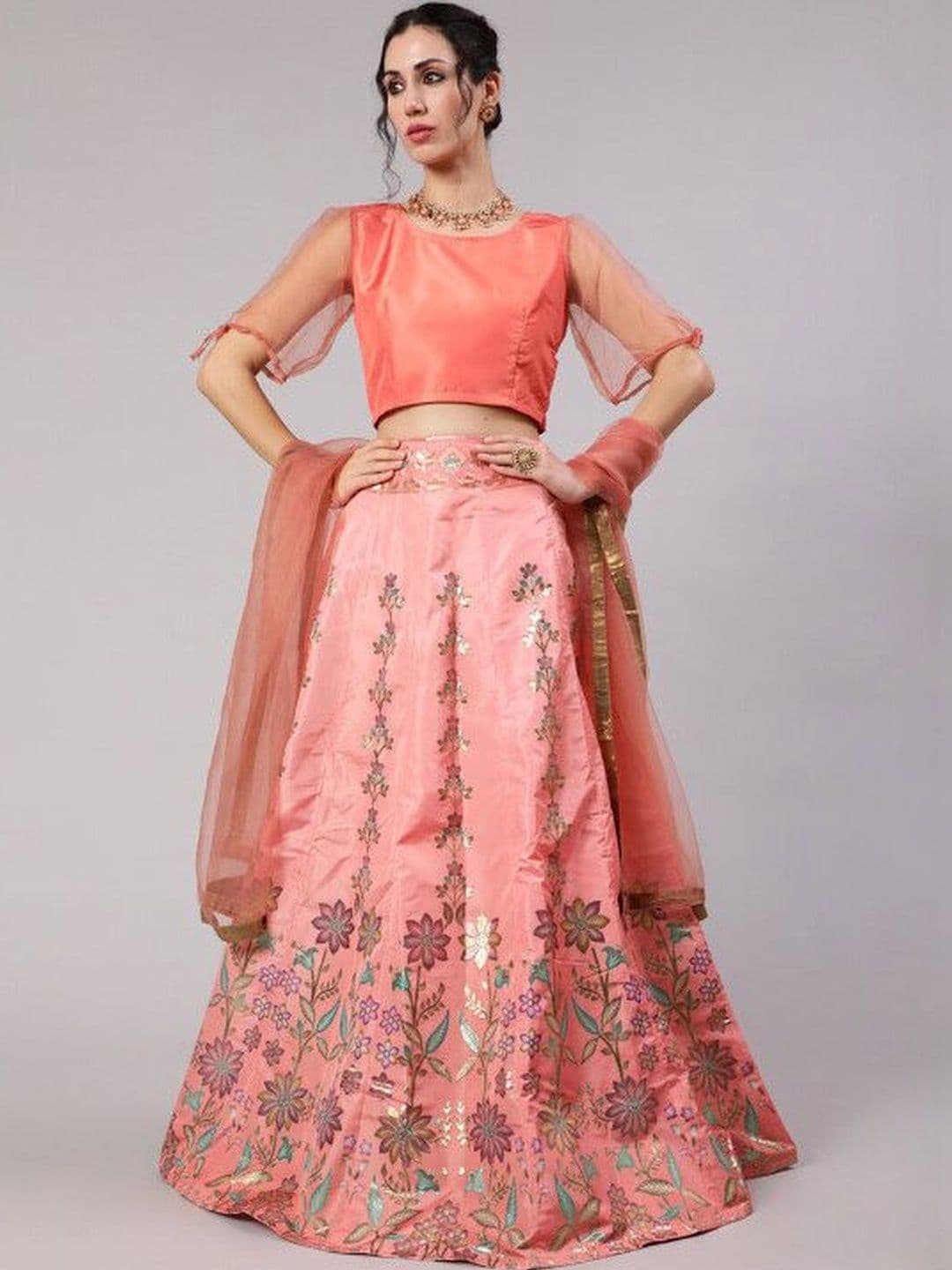 Sangria Round Neck Flared Lehenga Choli - view 1