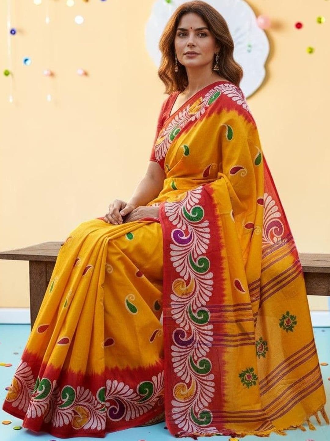 Hater Tat Paisley Printed Pure Cotton Jamdani Saree - view 1