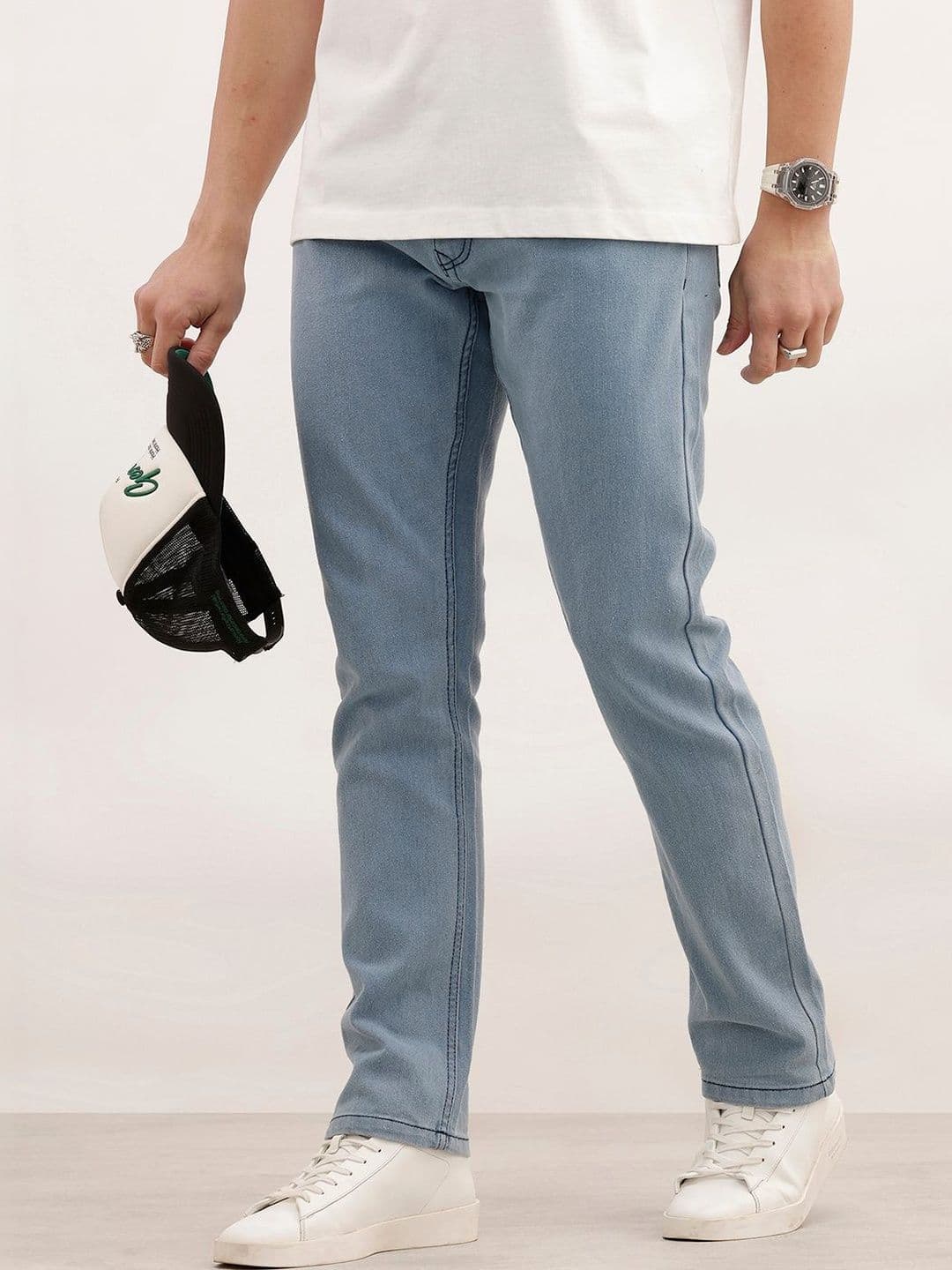WROGN Men Straight Fit Mid-Rise Light Fade Stretchable Jeans - view 1