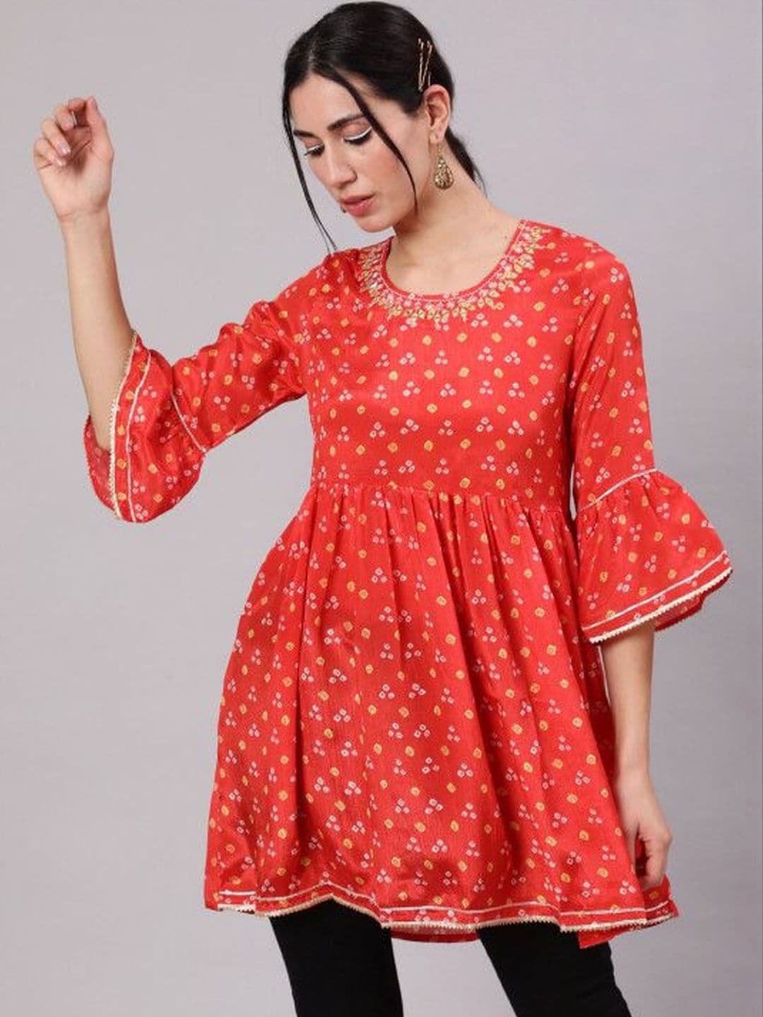 Sangria Printed Round Neck Tunic - view 1