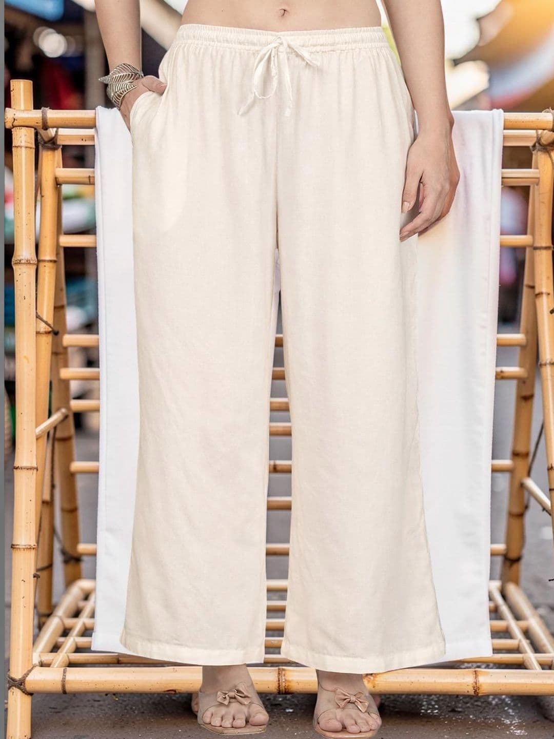 KALINI Women Off White Palazzos - view 1