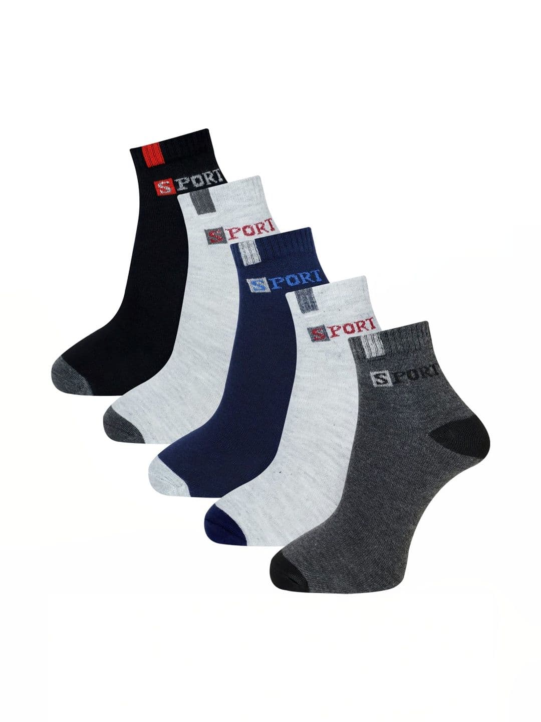Akeeta Men Pack of 5 Cotton Assorted Colourblocked Ankle Length Socks - view 1