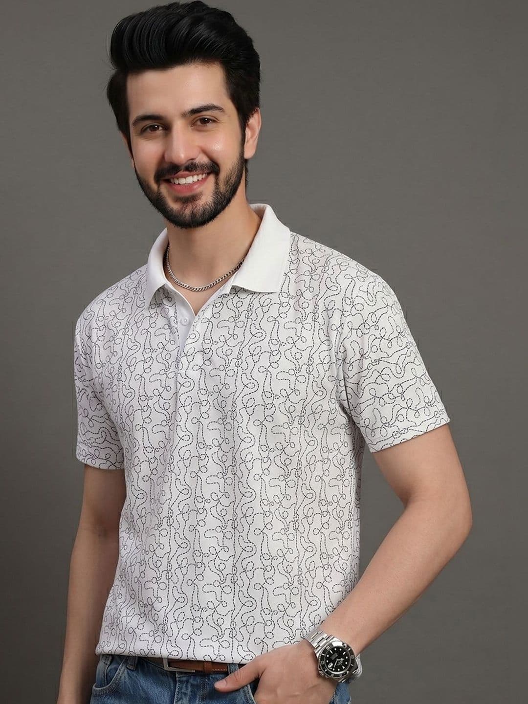 Mast & Harbour Men Printed Polo Collar T-shirt - view 1