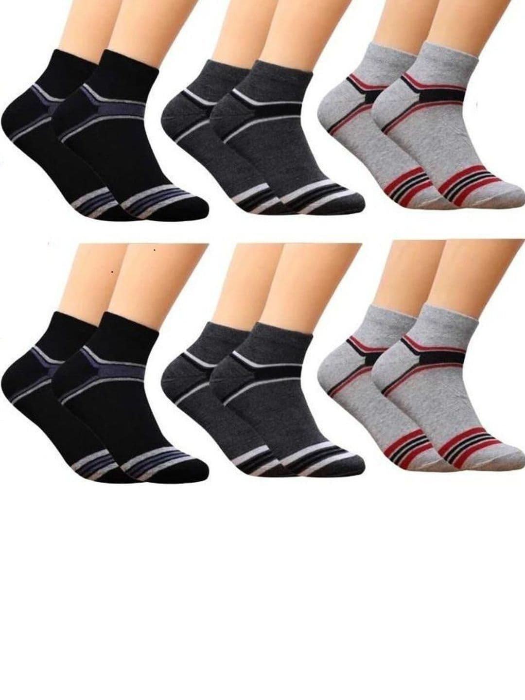 akeet trend Men Pack of 6 Cotton Assorted Striped Ankle Length Socks - view 1
