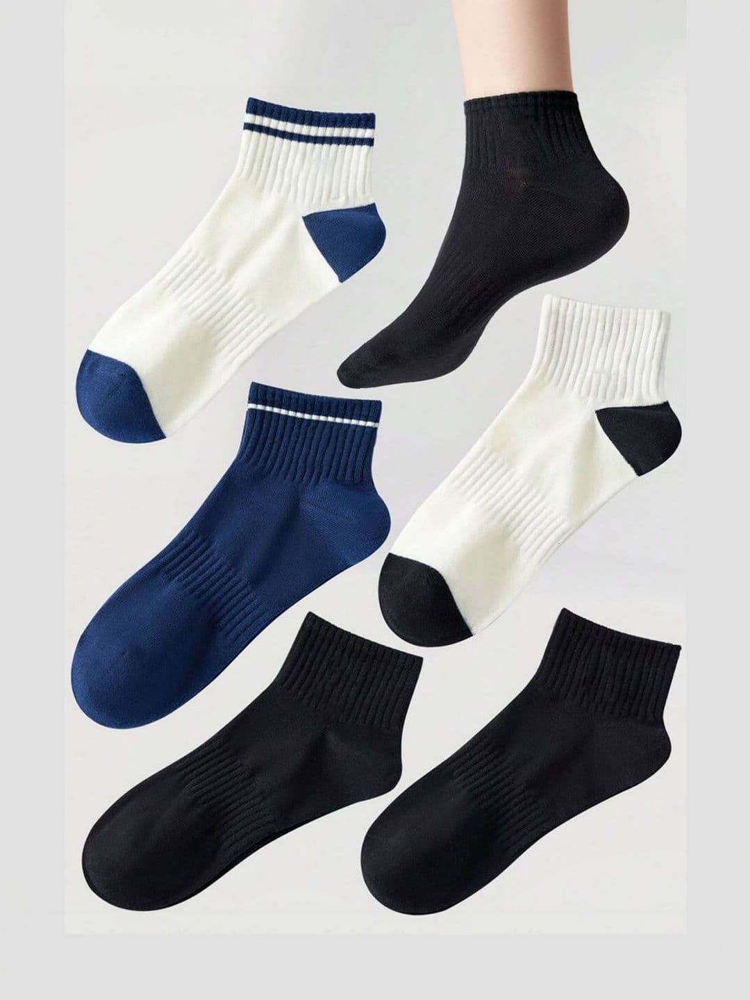 Akeeta Men Pack of 5 Cotton Assorted Colourblocked Ankle Length Socks - view 1