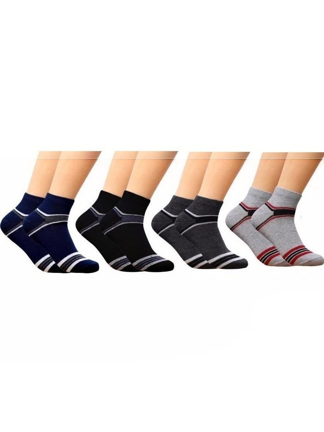 Akeeta Men Pack of 4 Cotton Assorted Striped Ankle Length Socks - view 1