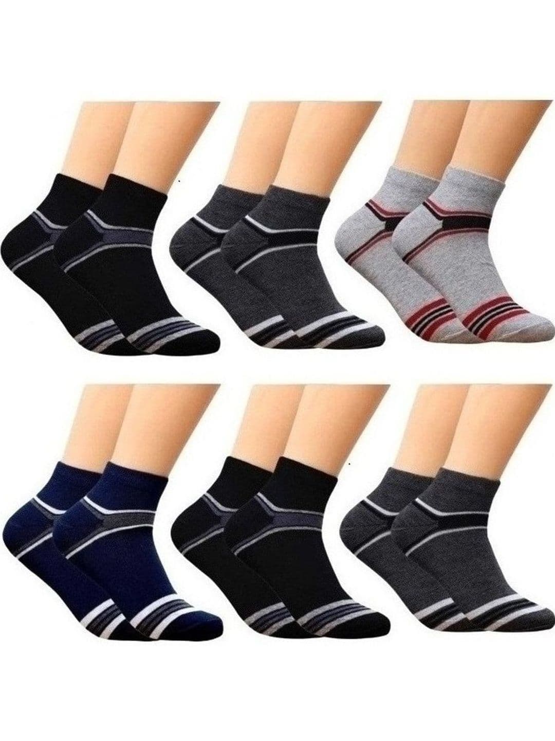 akeet trend Men Pack of 6 Cotton Assorted Striped Ankle Length Socks - view 1