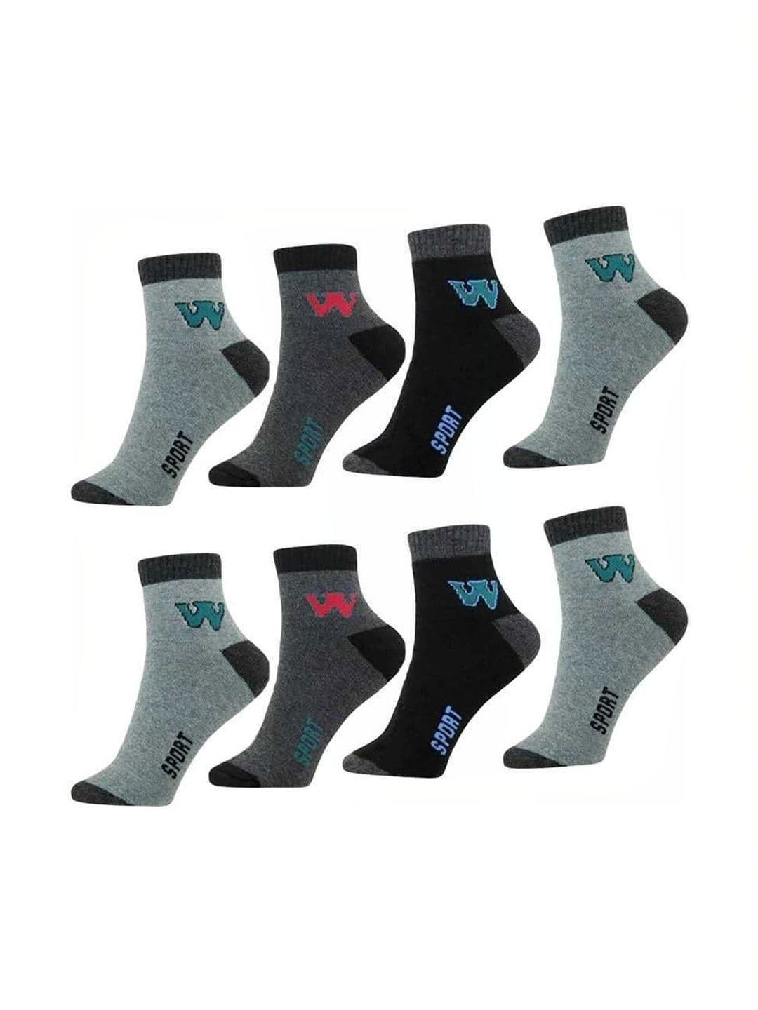 Akeeta Men Pack of 8 Cotton Assorted Colourblocked Ankle Length Socks - view 1