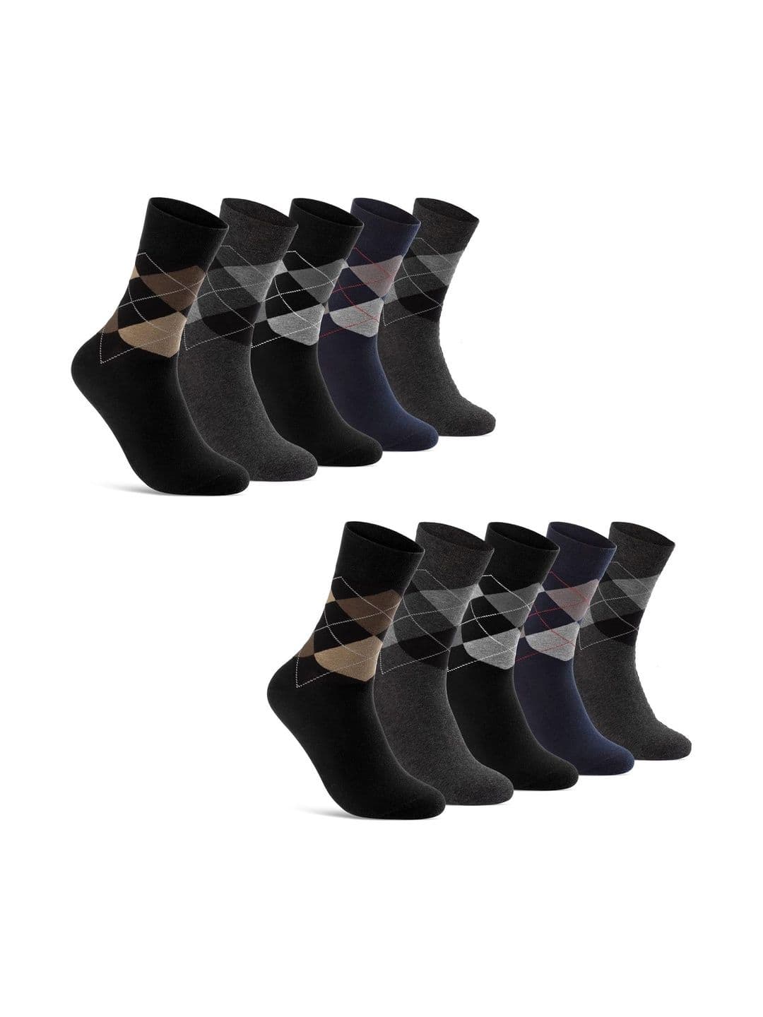 Akeeta Men Pack of 10 Cotton Assorted Patterned Calf Length Socks - view 1