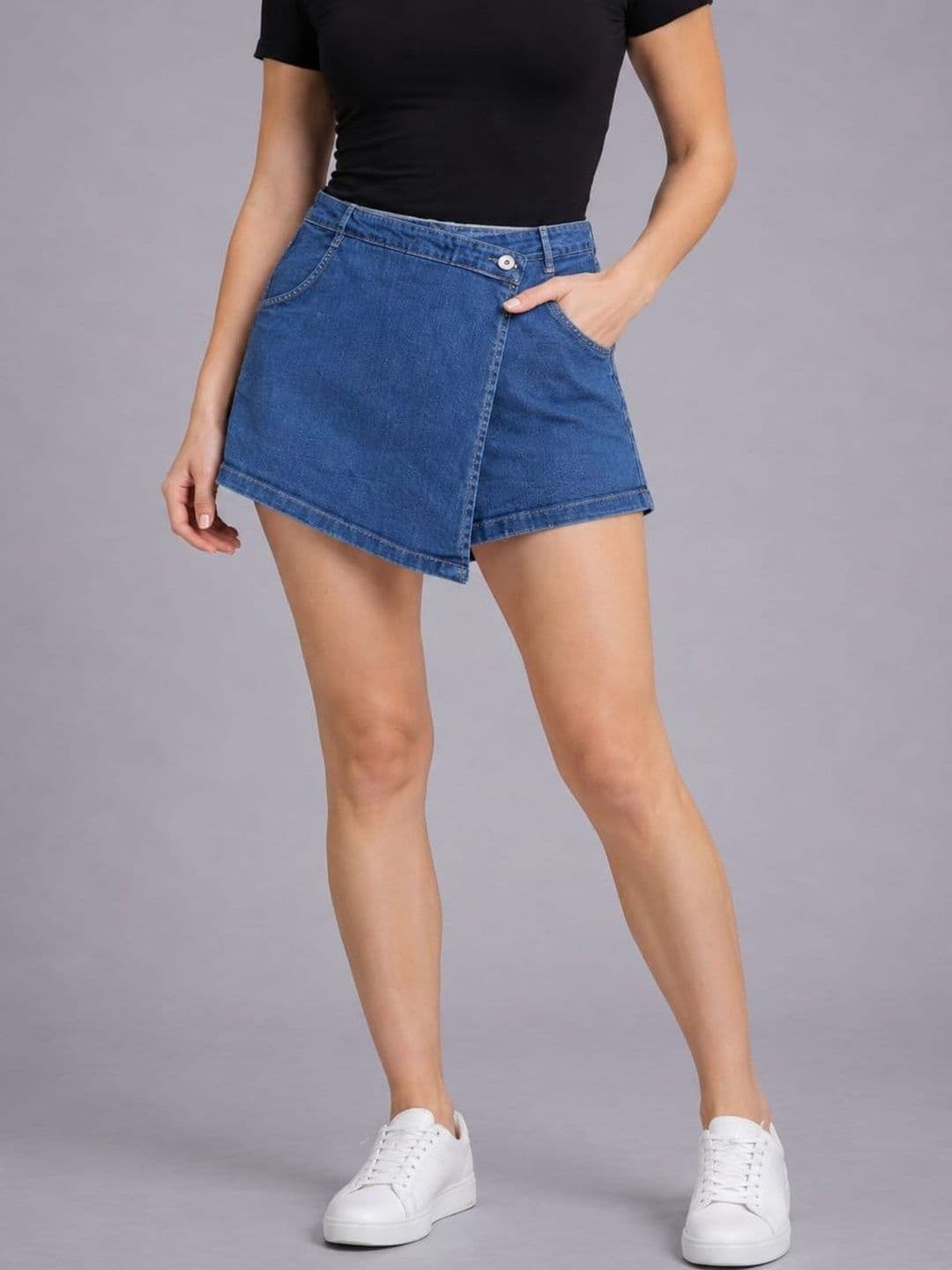 NOCK REGULAR Women Denim Mini Skorts Skirt - view 1
