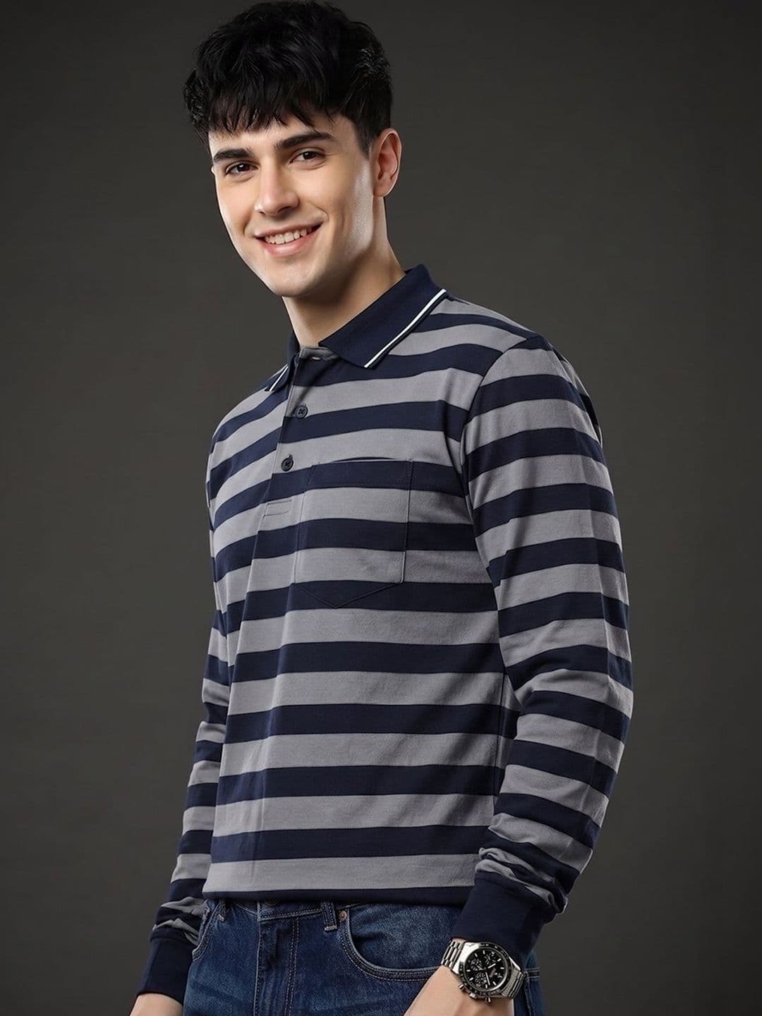 Kook N Keech Men Striped Polo Collar Pockets T-shirt - view 1