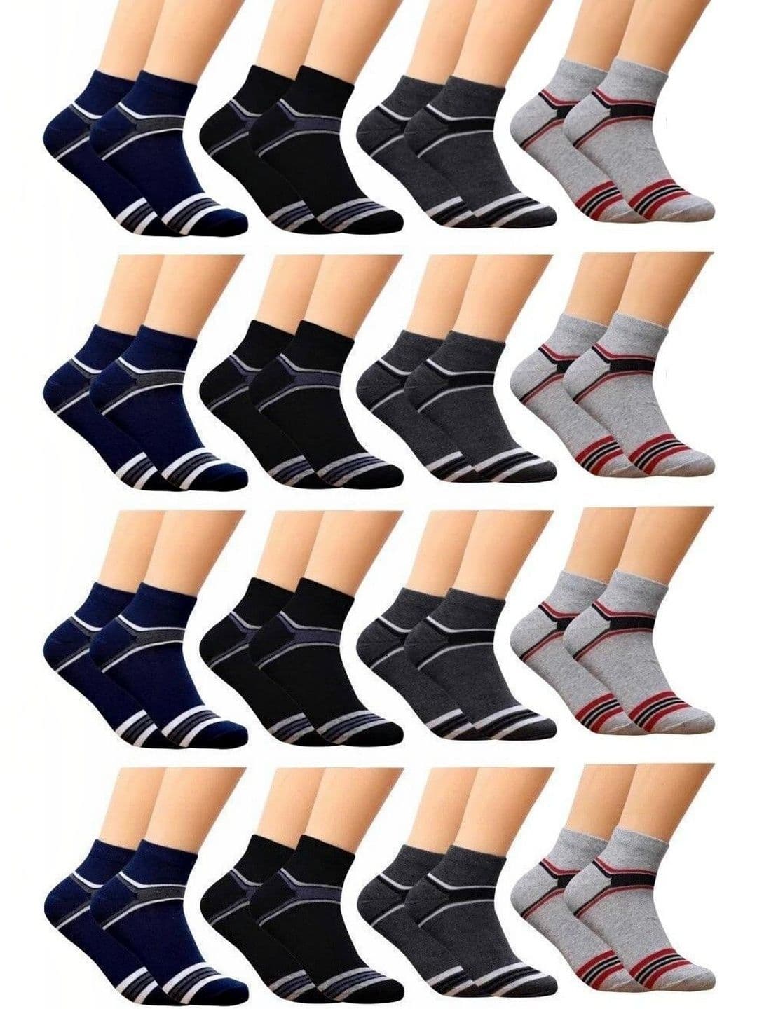 akeet trend Men Pack of 12 Cotton Assorted Striped Ankle Length Socks - view 1