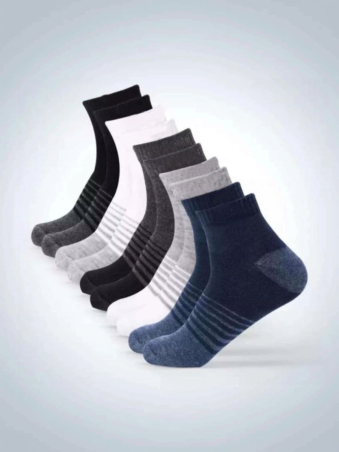 Akeeta Men Pack of 10 Cotton Assorted Striped Ankle Length Socks - view 1