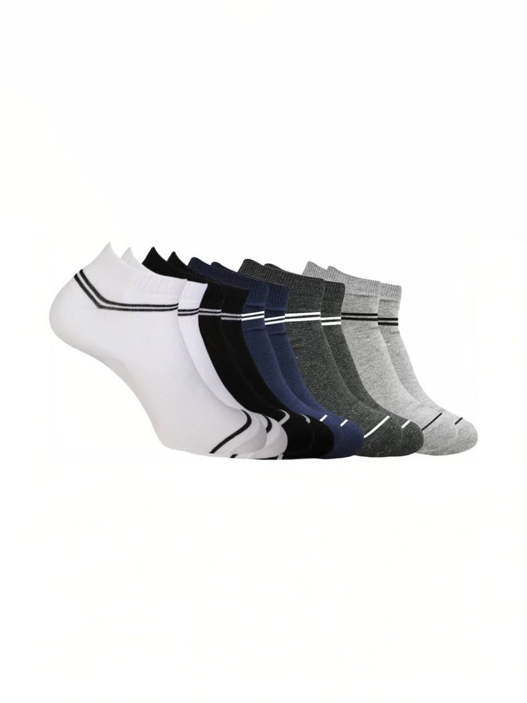 Akeeta Men Pack of 5 Cotton Assorted Striped Shoe Liners Socks - view 1