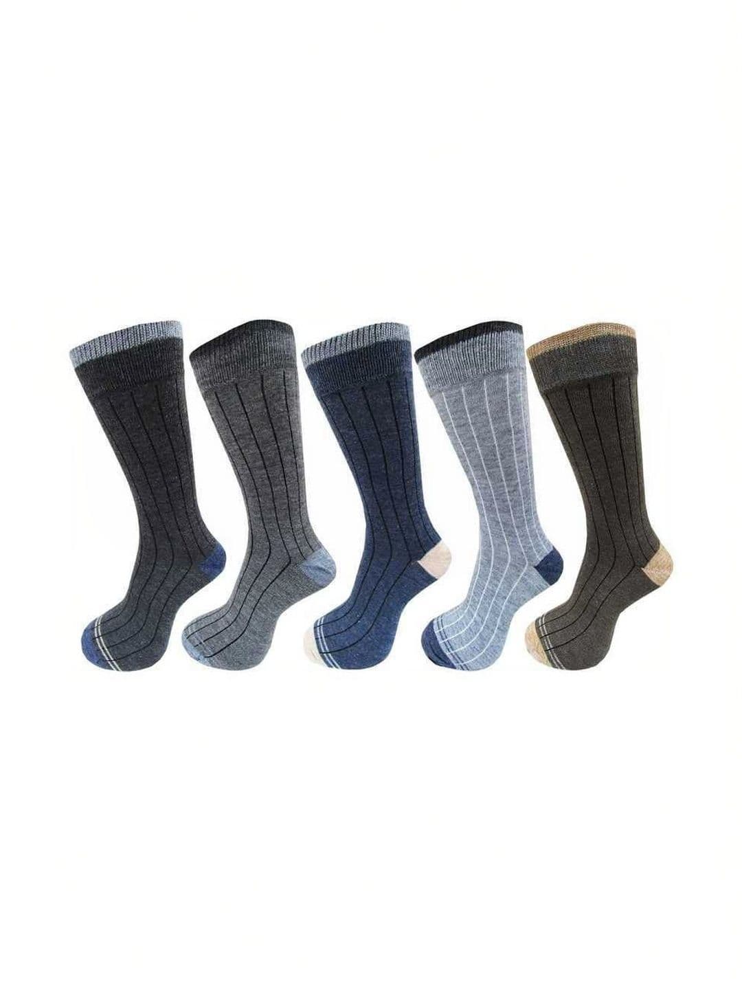 Akeeta Men Pack of 5 Cotton Assorted Striped Calf Length Socks - view 1