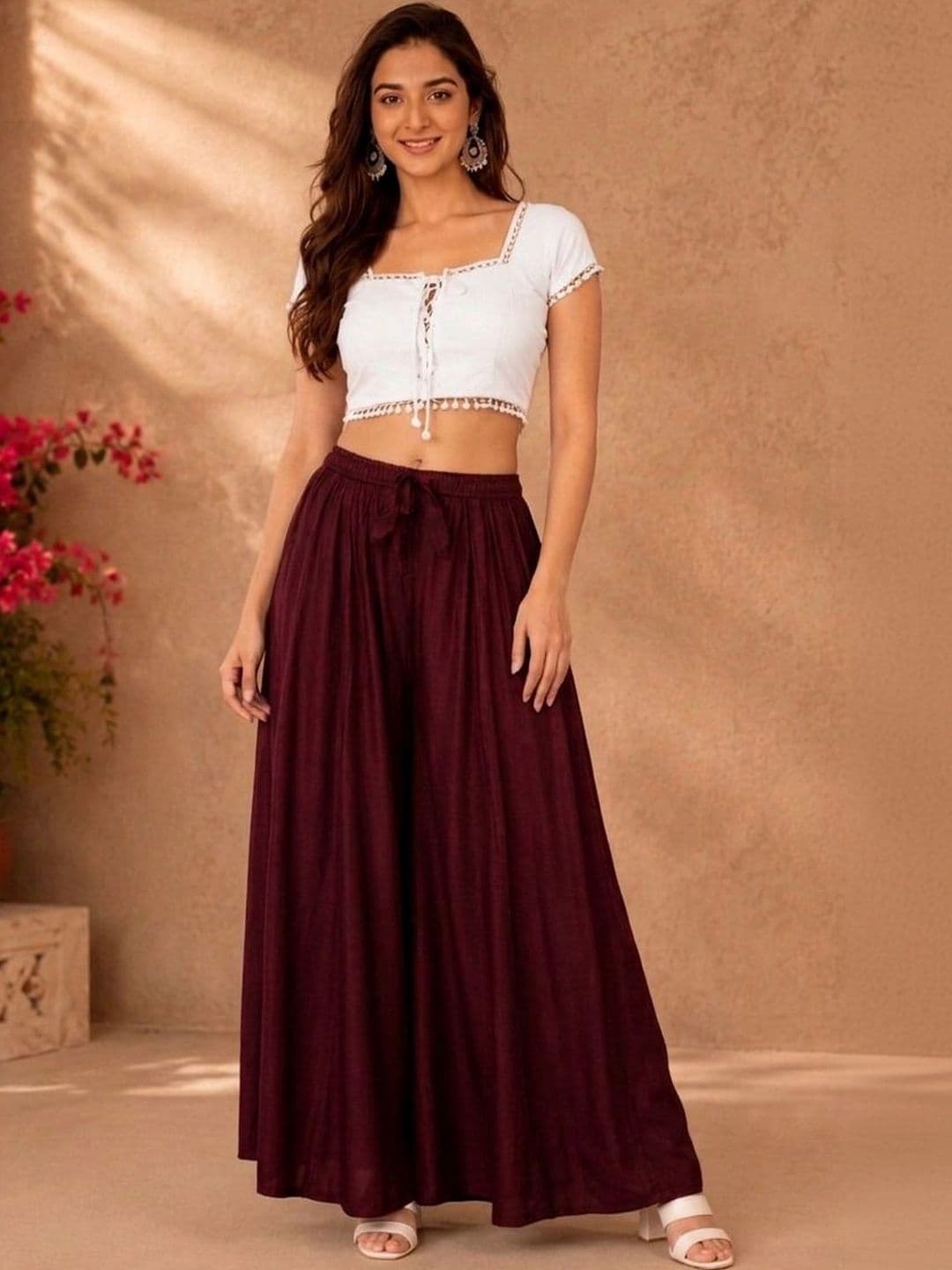 TNQ Women Flared Ethnic Palazzos - view 1