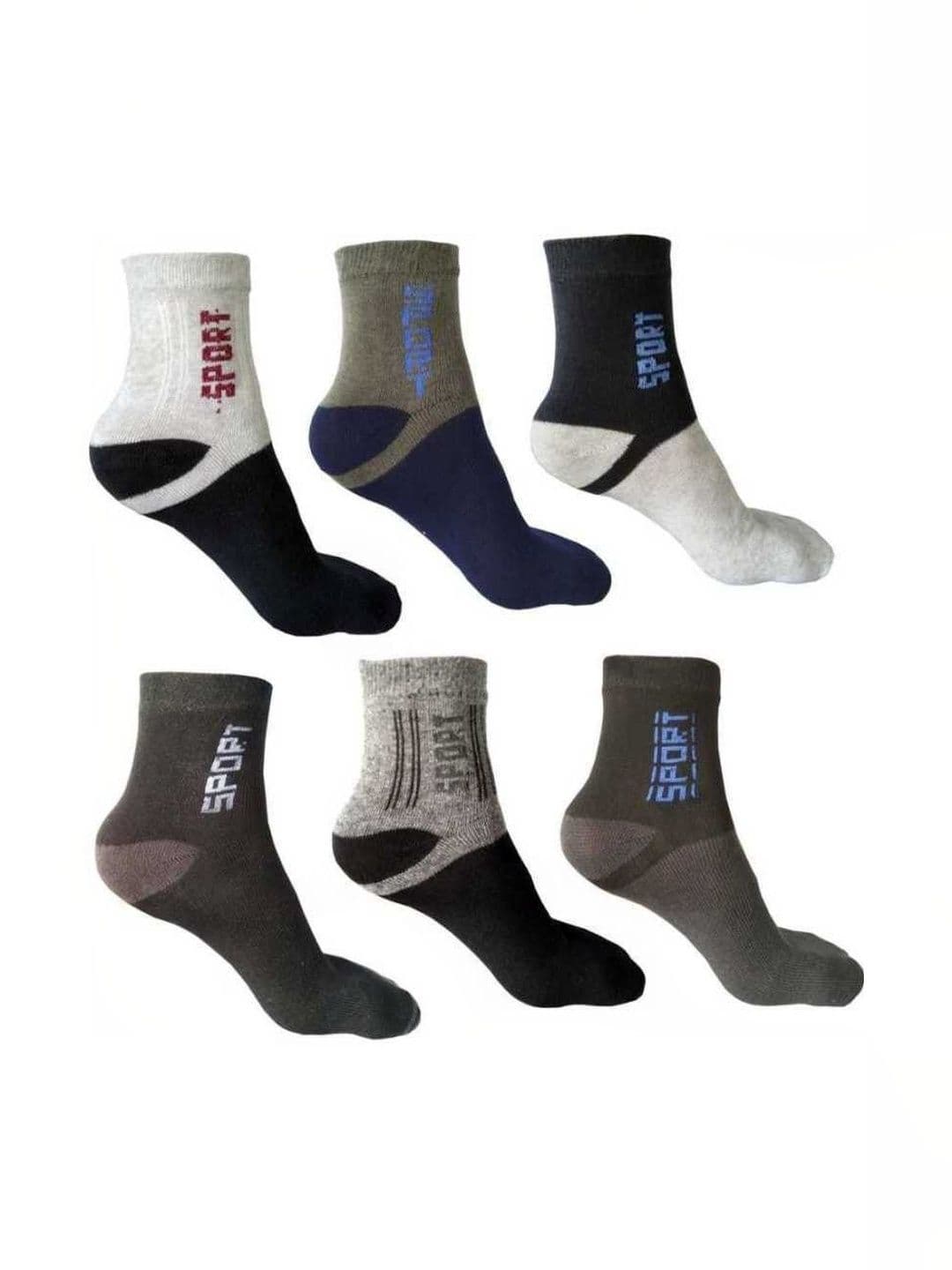 Akeeta Men Pack of 6 Cotton Assorted Colourblocked Ankle Length Socks - view 1