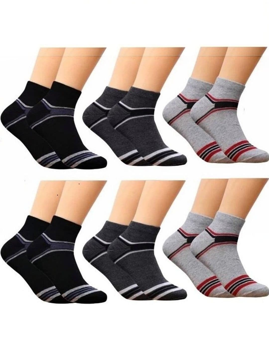 akeet trend Men Pack of 6 Cotton Assorted Striped Ankle Length Socks - view 1