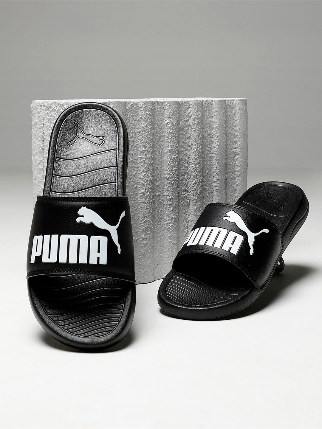 Puma Unisex Black Printed Popcat 20 Sliders - view 1