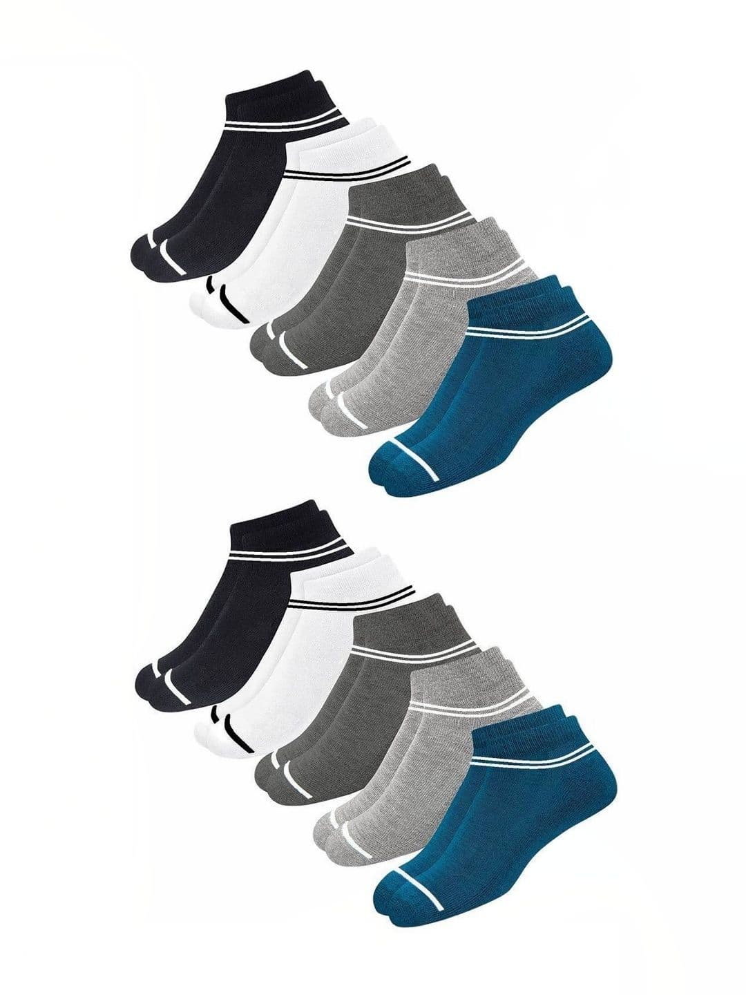 akeet trend Men Pack of 10 Cotton Assorted Striped Ankle Length Socks - view 1