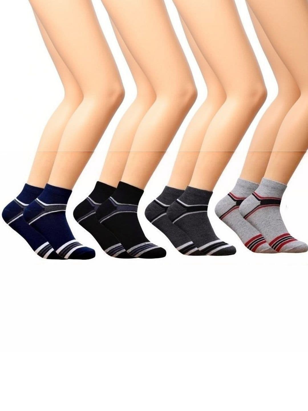 akeet trend Men Pack of 4 Cotton Assorted Striped Ankle Length Socks - view 1