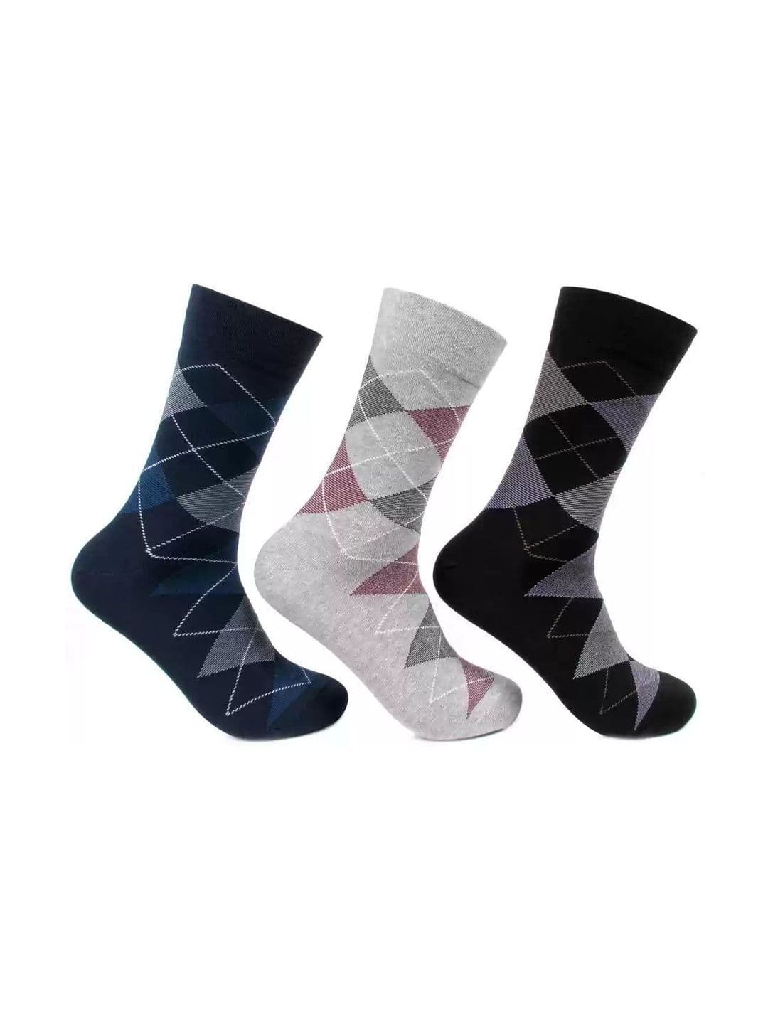 Akeeta Men Pack of 3 Cotton Assorted Patterned Calf Length Socks - view 1