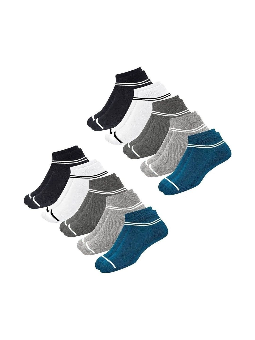 Akeeta Men Pack of 10 Cotton Assorted Striped Ankle Length Socks - view 1