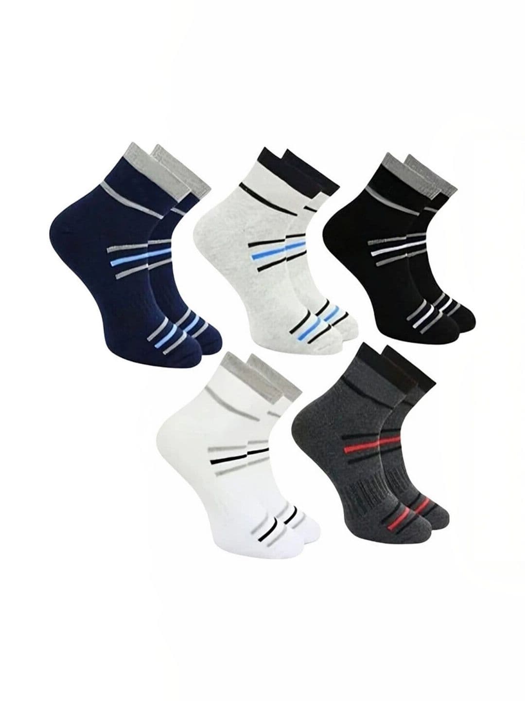 Akeeta Men Pack of 5 Cotton Assorted Striped Above Ankle Socks - view 1